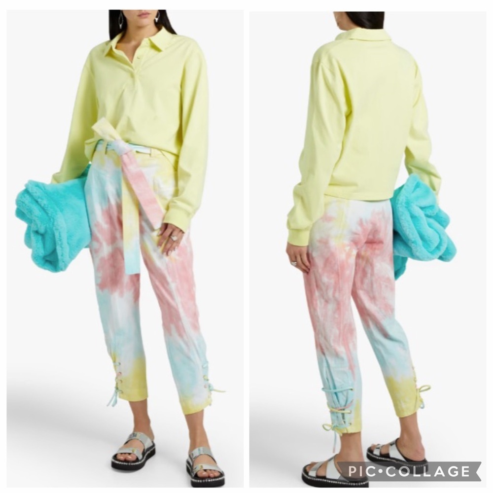Loveshackfancy Tao Lace-Up Detailed Tie-Dyed High-Rise 80's Tapered Jeans Size 6